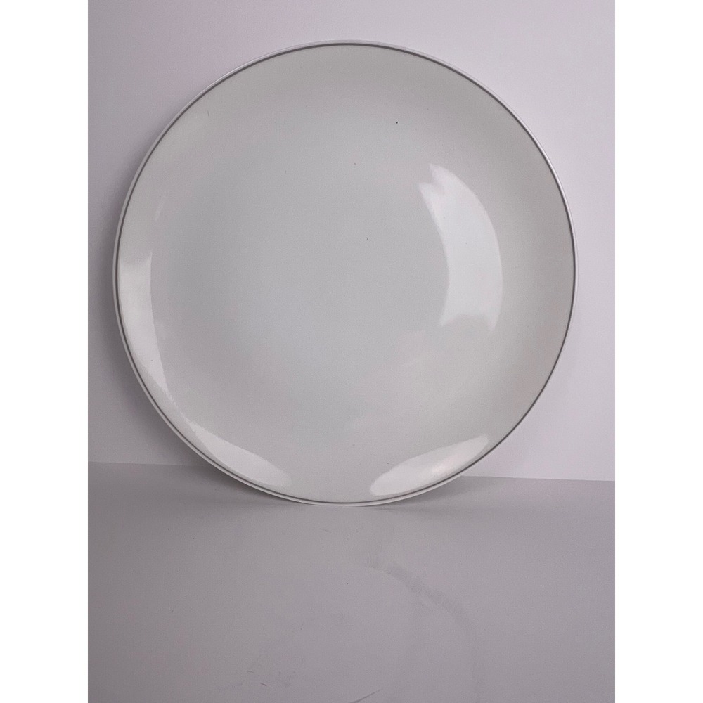Thomas Germany White Dinner Plate Silver Rim‎ 7 5/8 Inch Porcelain